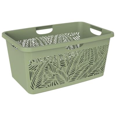 Leen Bakker - Wasmand Bladeren - 47L - Polypropyleen - Groen - 39x59x28 Cm
