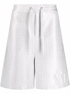 Valentino Garavani short métallisé à logo embossé - Gris