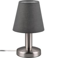 LED Tafellamp met E14 Fitting - Mat Nikkel - Moderne Grijze Lampenkap