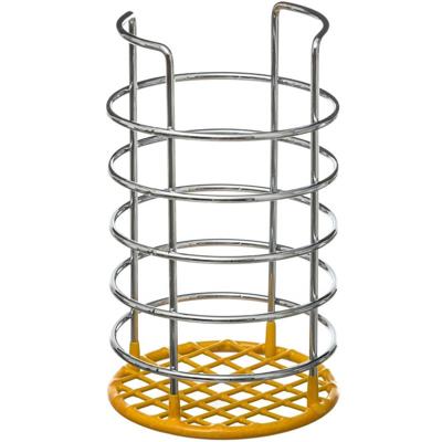 5Five Ronde keukengerei houder - zilver/geel - 19,5 cm - van RVS - Keukengereihouder