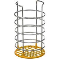 5Five Ronde keukengerei houder - zilver/geel - 19,5 cm - van RVS - Keukengereihouder