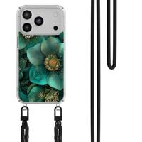 iPhone 17 Pro hoesje met zwart koord - Emerald flowers