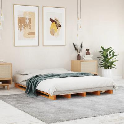 Palletbed massief grenenhout wasbruin 140x200 cm