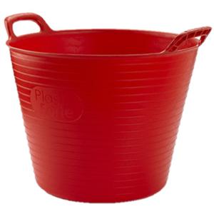 Flexibele emmer/kuip - Set van 5x stuks - rood - kunststof - rond - 25 liter - 42 x 38 x 33 cm - was