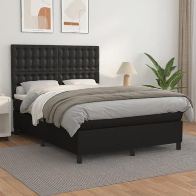 Boxspring met matras kunstleer zwart 140x200 cm