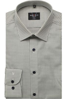 Marvelis Body Fit Overhemd olijf/wit, Ruit Marvelis Body Fit Overhemd olijf/wit, Ruit