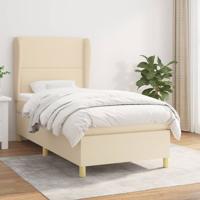 Boxspring met matras stof crèmekleurig 100x200 cm