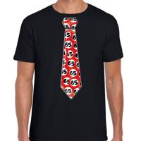 Cadeau T-shirt voor heren - 65 jaar - zwart - stopbord leeftijden - verjaardag