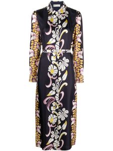 Tory Burch robe-chemise en soie à fleurs - Noir