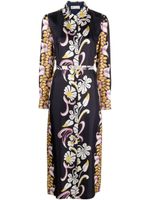 Tory Burch robe-chemise en soie à fleurs - Noir - thumbnail