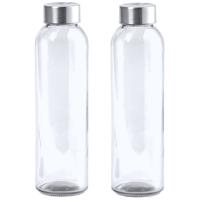 Waterfles/drinkfles AQUAMAN - 2x - glas - transparant - met RVS dop - 500 ml - Sportfles - Bidon