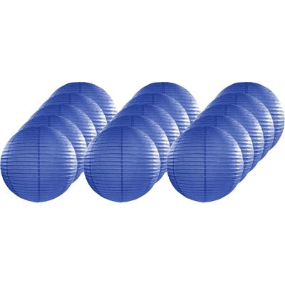 15x Luxe bol lampionnen donker blauw 25 cm