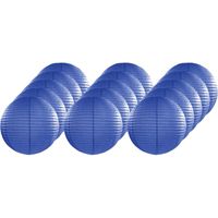 15x Luxe bol lampionnen donker blauw 25 cm 15x Luxe bol lampionnen donker blauw 25 cm
