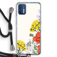 Wilde bloemen: Motorola Moto G9 Plus Transparant Hoesje met koord