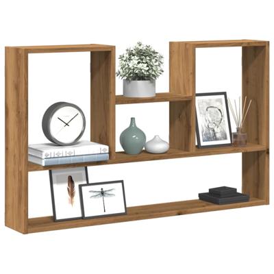 Wandschap 99x15x60 cm bewerkt hout artisanaal eikenkleurig