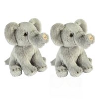 Set van 2x stuks pluche grijze olifant knuffel 15 cm speelgoed