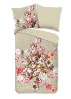 Good Morning Dekbedovertrek "bloemen" - Zand - (200x200 cm) - Katoen