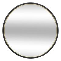 Atmosphera Spiegel/wandspiegel - rond - Dia 48 cm - metaal/glas - zwart   -