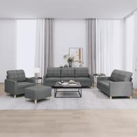 4-delige Loungeset met kussens stof donkergrijs