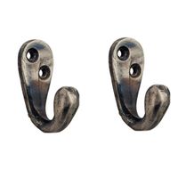 2x Luxe kapstokhaken / jashaken / kapstokhaakjes aluminium retro roest enkele haak 5,1 x 2,2 cm