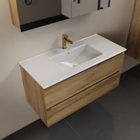 MONDIAZ AIVY 100cm badmeubel Chai, wastafel glanzend wit keramiek midden 1 kraangat met spiegelkast (M60102 - AI-M100CHMI - AI-C100CHMI)