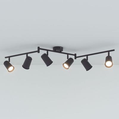 Riga - LED plafondlamp - 30 Watt 2400 Lumen - 6 spots - 4000K Neutraal wit - Draaibaar en dimbaar - GU10 - Kantelbaar - Plafondspot - IP20 Voor binnen - Zwart