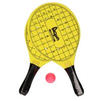 Gele beachball set met tennisracketprint buitenspeelgoed - thumbnail