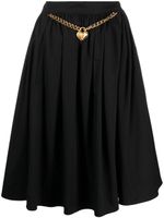 Moschino heart-charm ruched midi skirt - BLACK - thumbnail