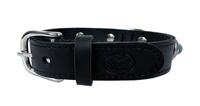 SAZZZ HALSBAND HOND ADVENTURE STONE CLASSIC LEER ZWART 27-33X2,5 CM