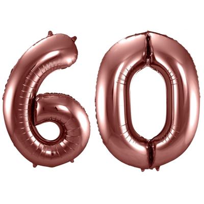 Folat Verjaardag Leeftijd folieballon - 60 jaar - ros? goud - 86 cm - cijferballon groot