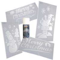 Kerst raamsjablonen/raamdecoraties - 4 stuks - met sneeuwspray - 54 cm - thumbnail