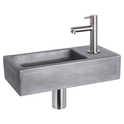 Differnz Ravo fonteinset beton donkergrijs - kraan recht - 38.5 x 18.5 x 9 cm - mat chroom