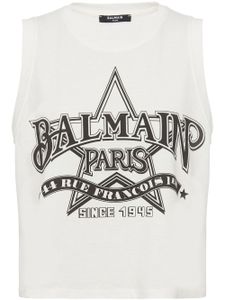 Balmain débardeur crop à imprimé Western - Blanc