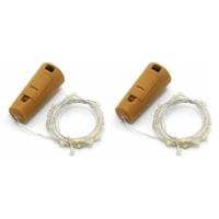 Flesverlichting - 2x - LED lichtsnoer - 80 cm - kurk - voor wijnfles - verlichting