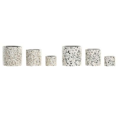 Grondlegger Home ESPRIT Wit Multicolour Cement Stads 13 x 13 x 13 cm (3 Onderdelen) (2 Stuks)