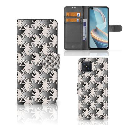 OPPO Reno4 Z | Telefoonhoesje | Met pasjeshouder | Salamander Grey