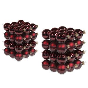 72x stuks glazen kerstballen bordeaux rood 4 en 6 cm mat/glans