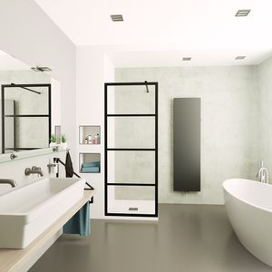 Inloopdouche SaniClear Nero | 80x200 cm | Helder glas | Zwart mat beslag