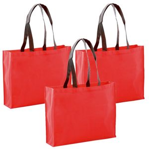 4x stuks draagtassen/schoudertassen/boodschappentassen in de kleur rood 40 x 32 x 11 cm