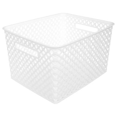 5Five Opbergmand/box van kunststof - wit - 30 x 37 x 21 cm - 19 liter