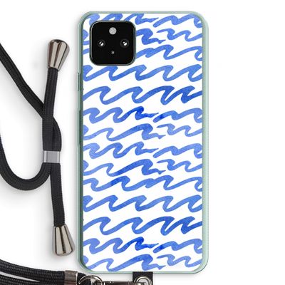 Blauwe golven: Pixel 5a 5G Transparant Hoesje met koord