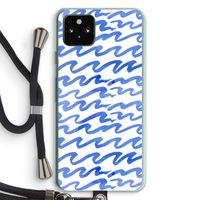 Blauwe golven: Pixel 5a 5G Transparant Hoesje met koord