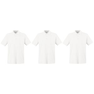 3-Pack maat XL wit poloshirt premium van katoen voor heren