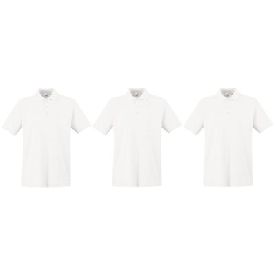 3-Pack maat XL wit poloshirt premium van katoen voor heren