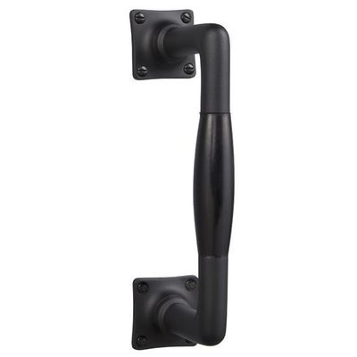De Oude Deurklink Handgreep 185mm in mat zwart met bakelieten handvat