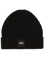 Dolce & Gabbana DGVIB3 bonnet en maille nervurée à patch logo - Noir - thumbnail