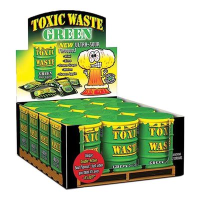Toxic Waste - Green Sour Candy Drum - 12 stuks