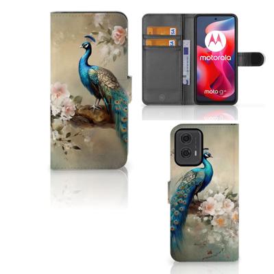 Telefoonhoesje | Met pasjeshouder | voor Motorola Moto G24 | G04 | G24 Power Vintage Pauwen