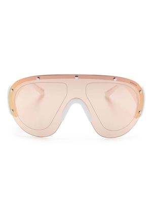 Moncler Eyewear lunettes de soleil oversize à plaque logo - Blanc