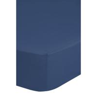 Zavelo Effen Hoeslaken Denim Blauw (Katoen)-Lits-jumeaux (160x200 cm) - thumbnail